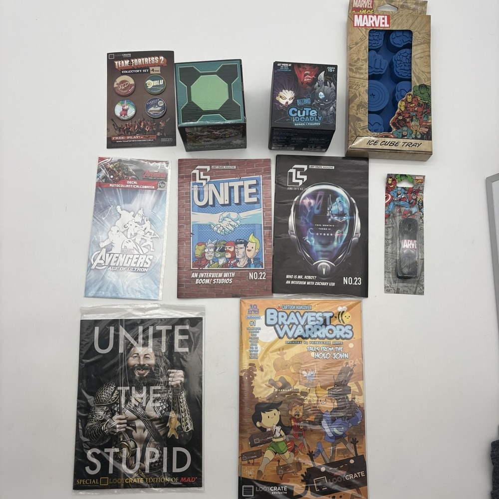 Loot Crate Unite May 2015 Box Power Rangers Marvel Blizzard TF2 Bundle Mens M